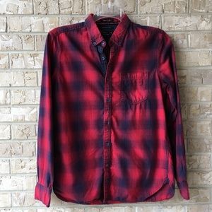 Denim & Flower Slim Fit Button Up Plaid Shirt M